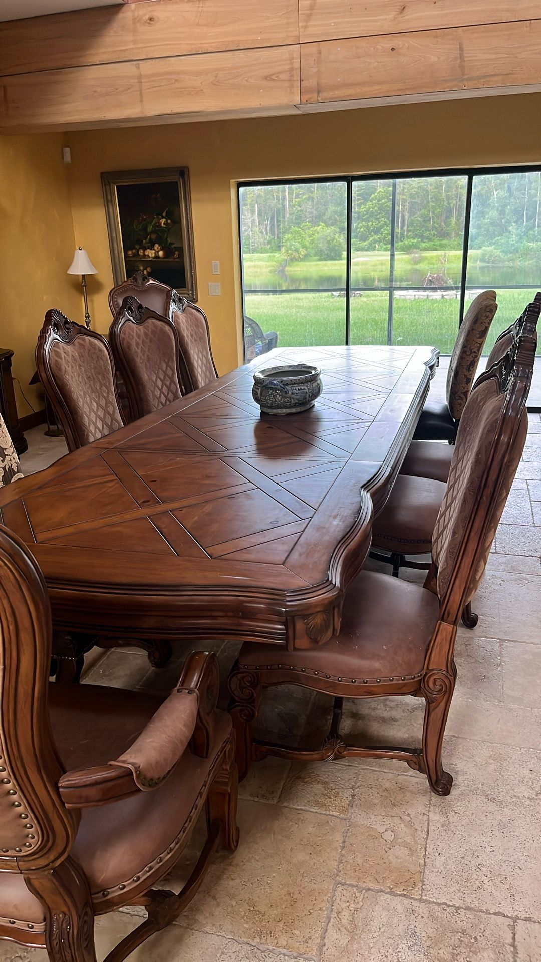 Solid Wood European Dining Table And Chairs