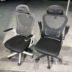 New In Box $55 Each Office Computer Chair Mesh Black Or White Accent With Headrest And Adjustable Armrest Furniture 