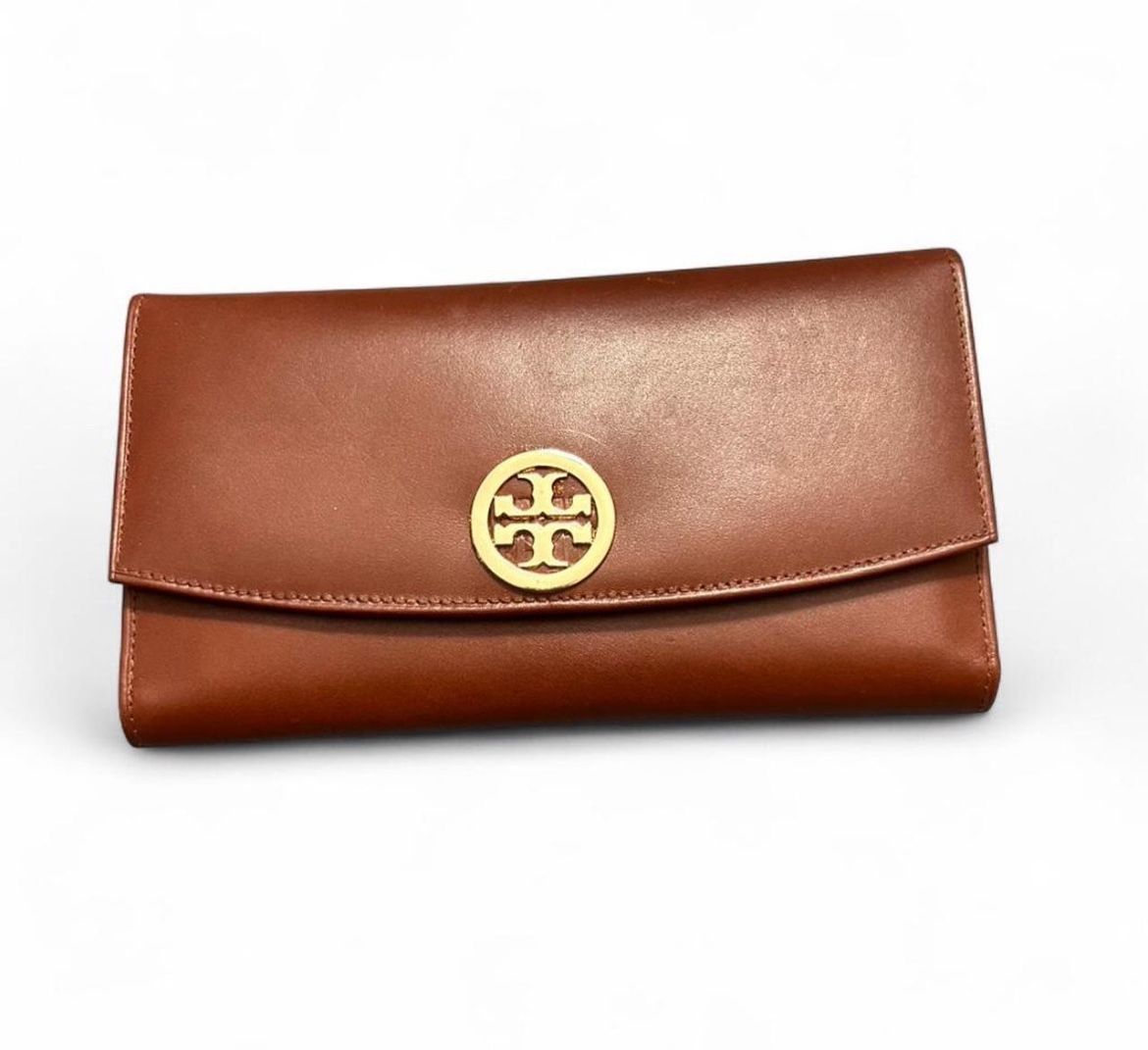 Designer Tory B Camel Brown, Leather Trifold Wallet