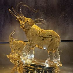 Acrylic Lucky Elephant LED Decor Lamp – Mother & Baby (Like New)