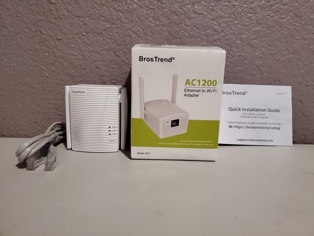 BrosTrend AC1200 WiFi To Ethernet Adapter-Dual Band Easy Setup Connect Wired Device To WiFi