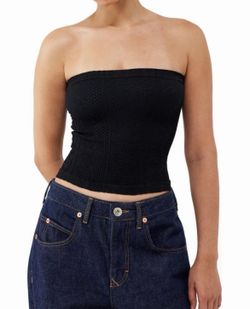 Out From Under For Urban Outfitters Tapestry Crop Tube Top Black
