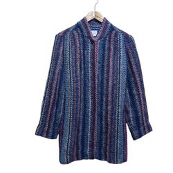 VTG Koret Career Cardigan Sweater O/S Shacket Knit Wool Blend Pockets Coquette