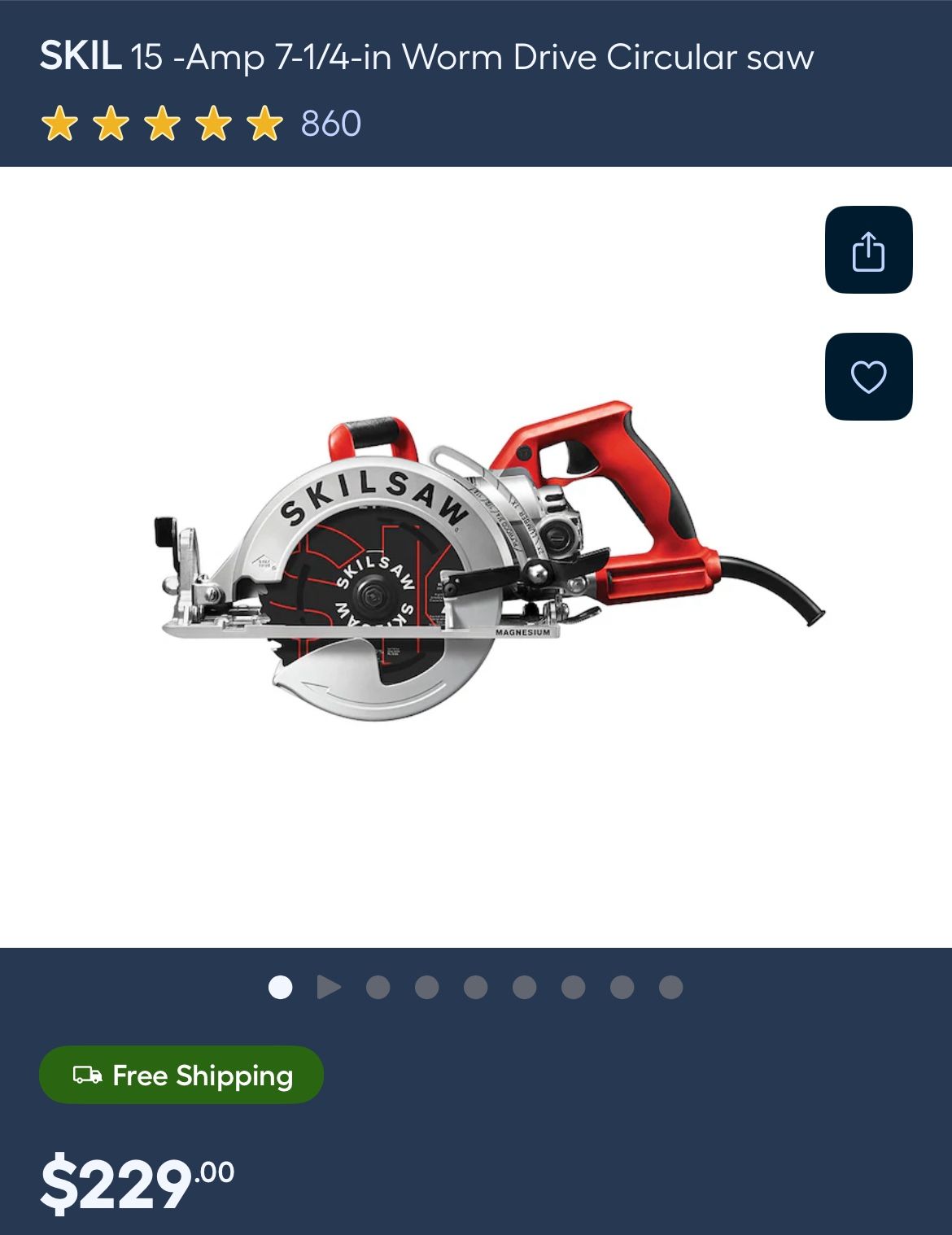 Skil 15 Amp 7 1/4 in. Wormdrive Circular Saw 150 OBO