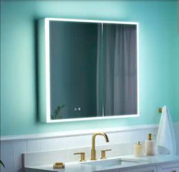 36 in. W x 30 in. H Rectangular Aluminum Recessed/Surface Mount LED Medicine Cabinet with Mirror, 3x Magnifying Mirror