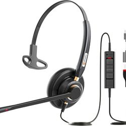USB Headset with Microphone for Pc Noise Cancelling & Audio Controls Ultra Comfort USB Headphone for Computer Laptop Pc Business Skype UC Webinar Call