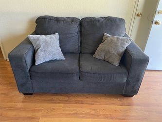 Dark Gray Fabric Loveseat &  Sofa