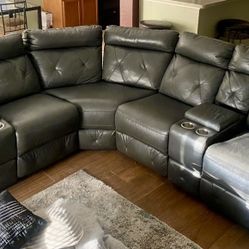 Leather Sectional Couch Gray