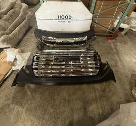For 2022 2023 2024 GMC Sierra Complete Front Bumper Upper Lower Grilles Chrome Molding Fog Lights Assembly 