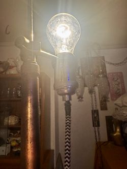 VTG MCM INDUSTRIAL COPPER & CHROME ROTATING FLOOR LAMP