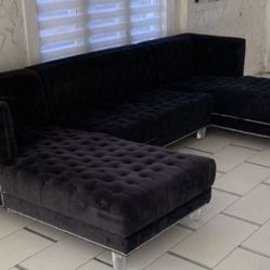 Black Velvet Sectional Sofa