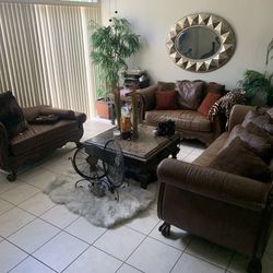 Wood & Leather Living room set