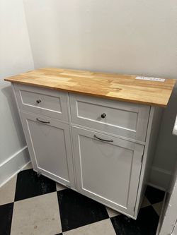 Used Tilt-Out Trash Cabinet with Butcher Block Top
