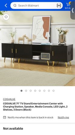 Modern Black Fluted TV Stand + ONE Matching Side Cabinet Set