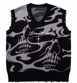 black and grey skull sweater vest #goth #emo