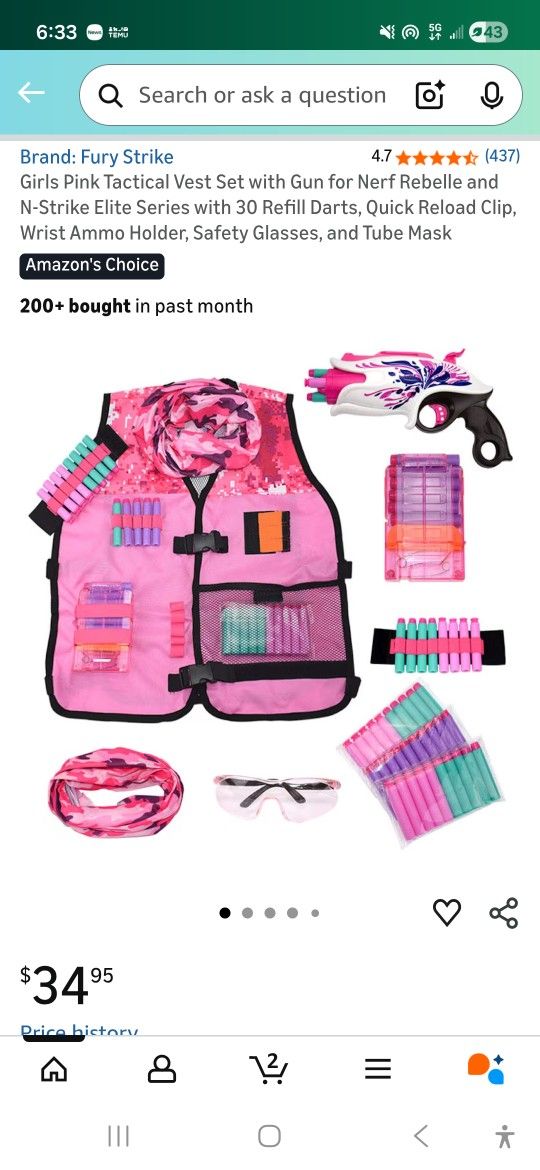 Tactical Vest Set With Nerf Gun