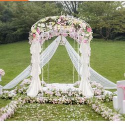 Birdcage Shape Gazebo 108 in. H x 79.2 in. W Heavy Duty Wrought Iron Arbor for Outdoor Garden,Lawn,Backyard,Patio,White Questions & Answers (1