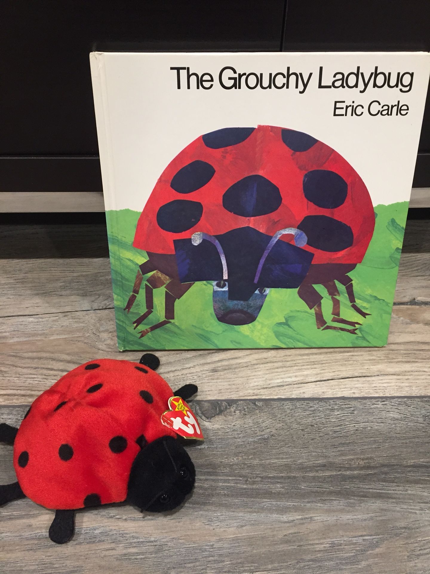 ❤️ Eric Carle Toy lot, Classic CHILDREN’s Hardcover Book, The GROUCHY LADYBUG and PLUSH Ladybug Stuffed Animal- Ty🐞