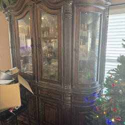 China Cabinet Hutch Real Wood 