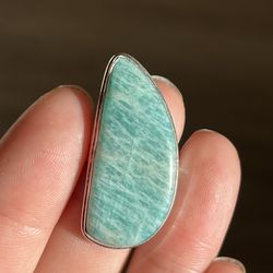 Size 7.5 925 silver overlay Amazonite ring