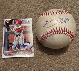 Zach Neto Autograph Signed Baseball and Bowman 1st
