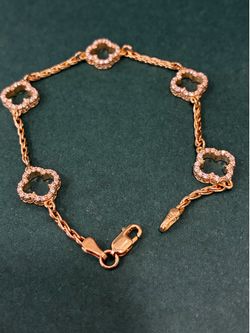 14k yellow diamond clover bracelet