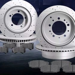 2007 - 2021 TUNDRA DRILL SLOT ROTORS PLUS HEAVY DUTY PADS LEXUS LX570 LAND CRUISER SEQUOIA