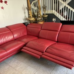 Red leather Sectional Couch 