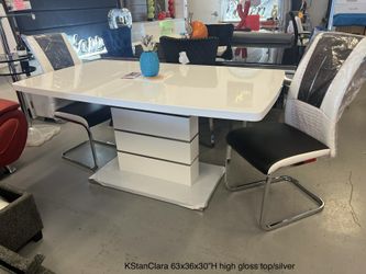 New High Gloss Table Top 63x36x30”H/chrome Base