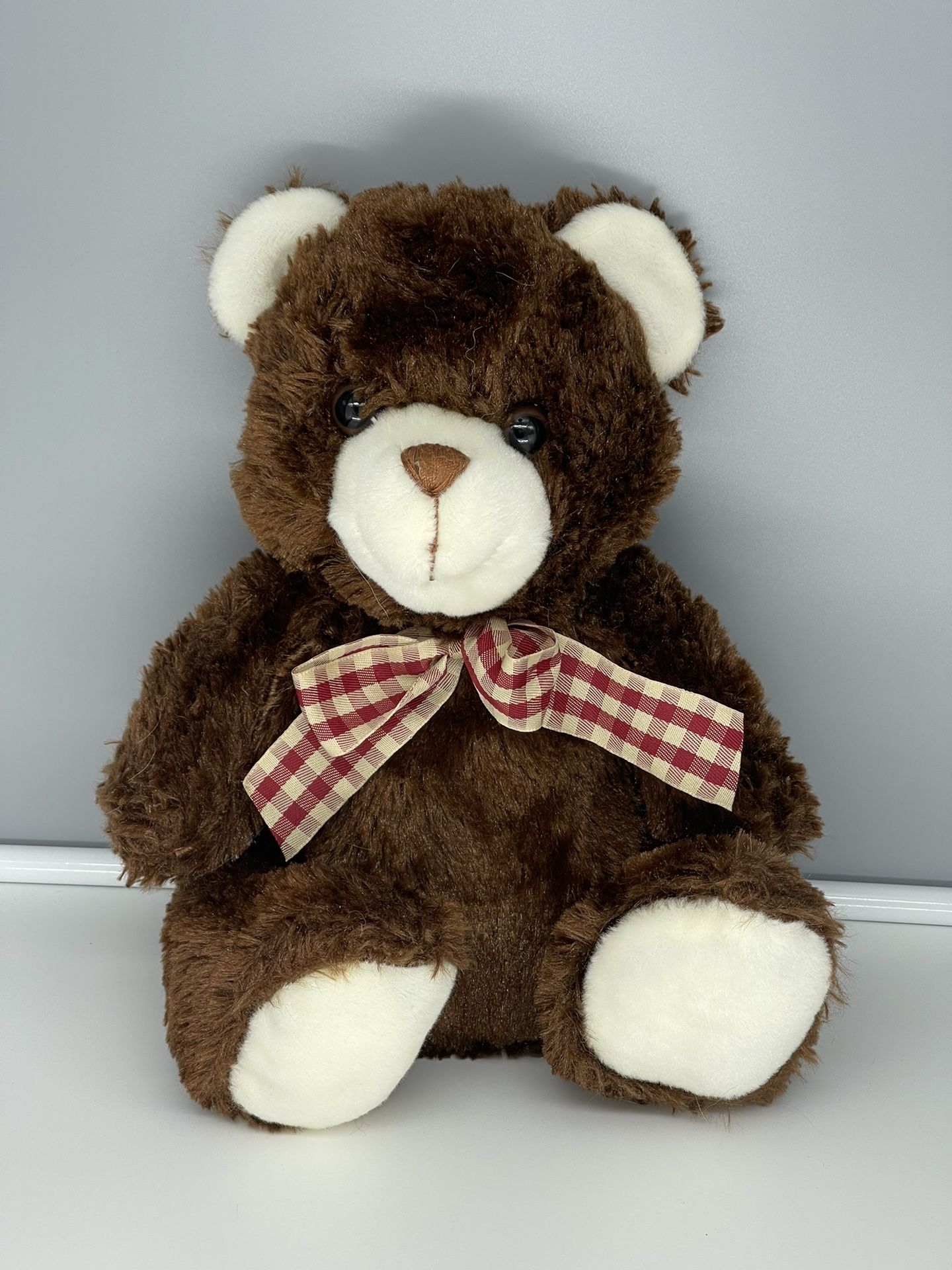 Homerbest Brown  Teddy Bear Ribbon Bow Plush Stuffed Animal Toy 10”