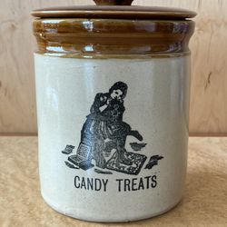 Vintage, Ceramic Cookie/Candy Treats/Dog Treats, Jar Canister With Lid - Made In England
