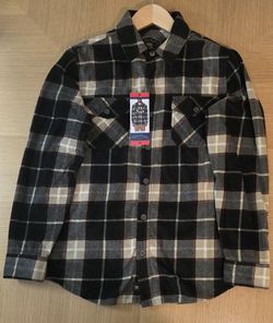 FREEDOM FOUNDRY Shirt Jacket Button Up Blue Plaid Fleece Shacket Sz M NWT Mens