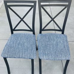 Metal Frame/Fabric New Cushion Pair Of Chairs