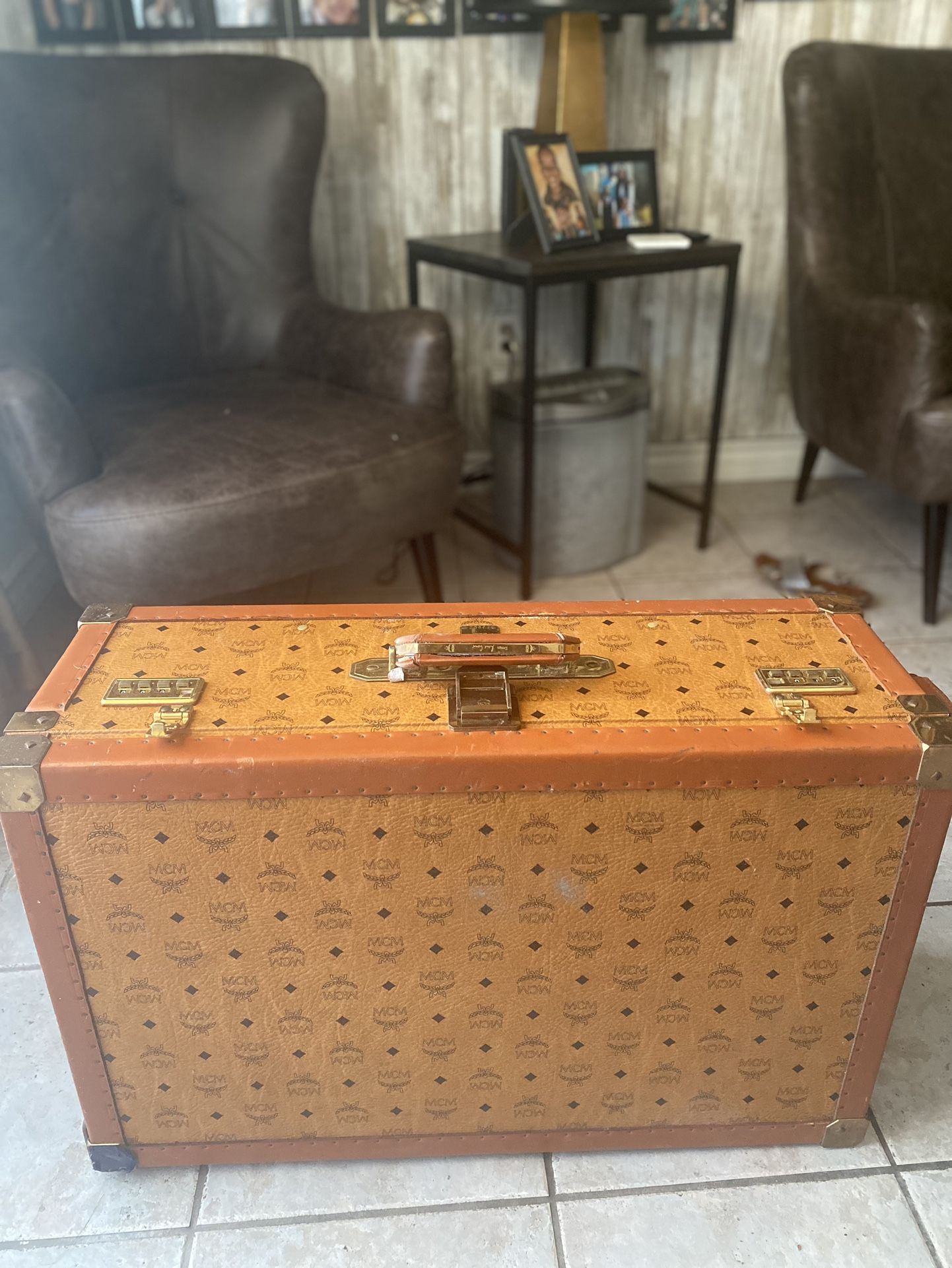 MCM Large Cognac Travel Trunk Luggage