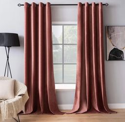 MIULEE Elegant Velvet Curtains Dusty Rose Pink Grommet Curtains Thermal Insulated Soundproof Room Darkening Blackout Curtains/Drapes for Living Room/B