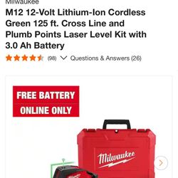 Milwaukee M12 Green Laser Kit – Like New