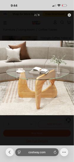 Triangle Coffee Table with Glass Top