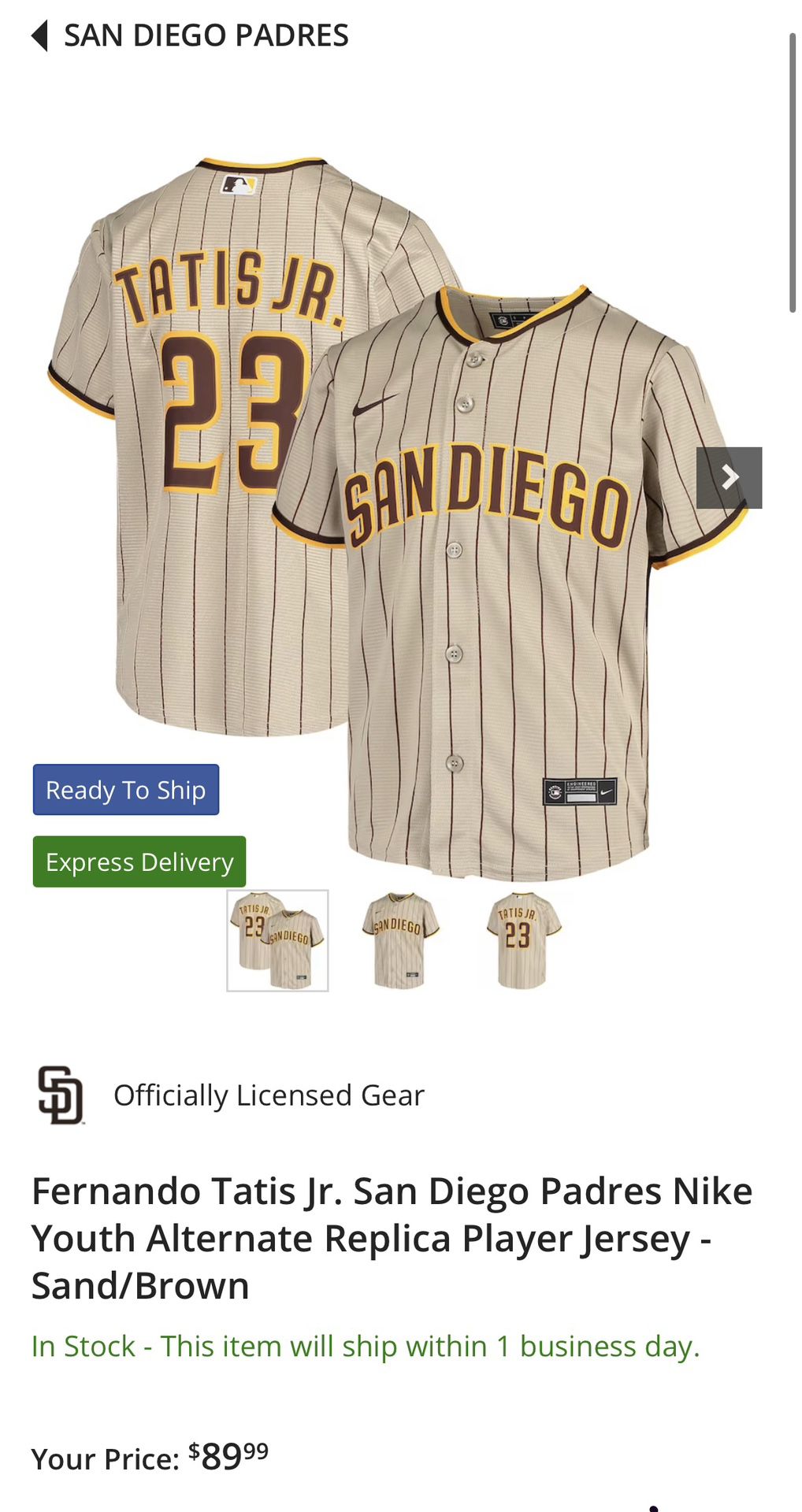Youth Padres Jersey XL for Sale in San Diego, CA - OfferUp