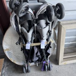 UPPABABY DOUBLE SIDE BY SIDE UMBRELLA STROLLER - LIGHT GREY