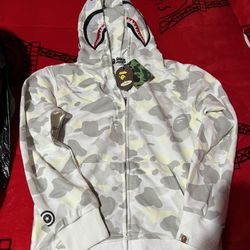 BAPE Men's Grey and White Jacket size large 