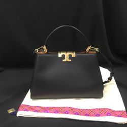 Tory Burch Eleanor Spazzolato Satchel Bag Black