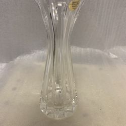Vintage Russian Hand Cut 24% Lead Crystal Fluted Bud Vase Vertical Cut 7” 
