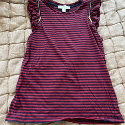 Michael Michael Kors Striped Shoulder Zipper T Shirt Size XS
