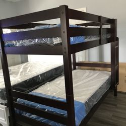 New Twin/Twin Wood Bunkbed With Mattresses Included! 