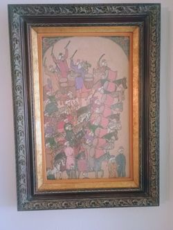 Framed Ottoman Miniature Style Tapestry