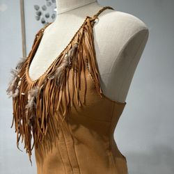 Leather Western Top With Fringe! 
