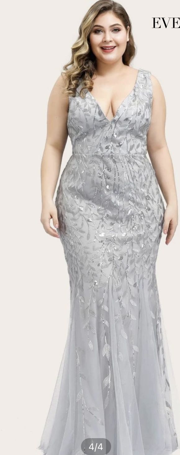 Prom Dress Sequin Silver Dress