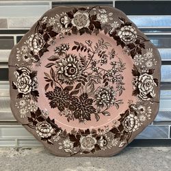 Spode Archive Collection "Jasmine" 9 1/2” Salad Plate Pink/Brown Floral EC Eng.