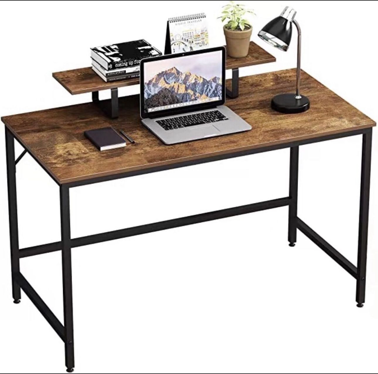 HOMEYFINE Computer Desk,Laptop Table with Storage for Controller,47 Inches,Wood and Metal,Study Table for Home Office
