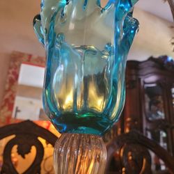 13.75"  Italian Murano Blown Glass Candle Holder